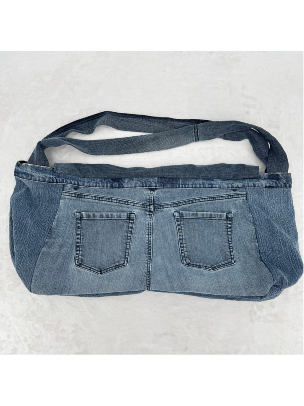Handmade Upcycled Denim Jeans Large Hobo Tote Bag Cabelas Boho Grunge